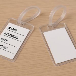 2 Clear Plastic Luggage Tags with Customizable Inserts for Travel