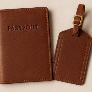 22 Leather Passport Cover with Matching Luggage Tag Set