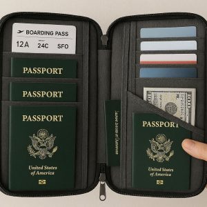 24 Family Travel Passport Holder with Multiple Document Pockets