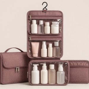 25 Large Travel Toiletry Bag Set with Hanging Hook and Clear Pockets
