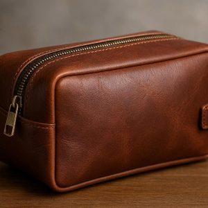 26 Mens Leather Dopp Kit Toiletry Bag for Business Travel